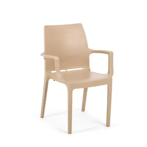 Cream Plastic Chair with Armrests Eve 2502 Akbrella World AKB-746