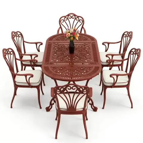 Peacock Aluminum Die Cast Table Chair Set with Armrests Akbrella World AKB-1007