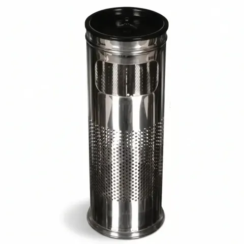 Perforated Cylinder Trash Can with Chrome Ashtray 60x23 cm Akbrella World AKB-408