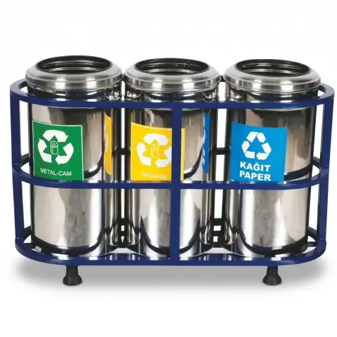 Logo Printed Recycling Trash Can Metal Glass 106x62 cm Akbrella World AKB-426