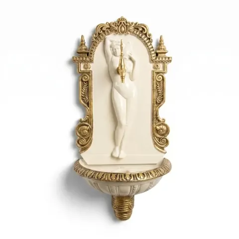 Girl Wall Fountain with Tap Leaf Jug 97x47x46 cm Akbrella World AKB-1101