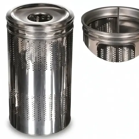 Stainless Chrome Metal Inner Cylinder Trash Can 66x36 cm Akbrella World AKB-401