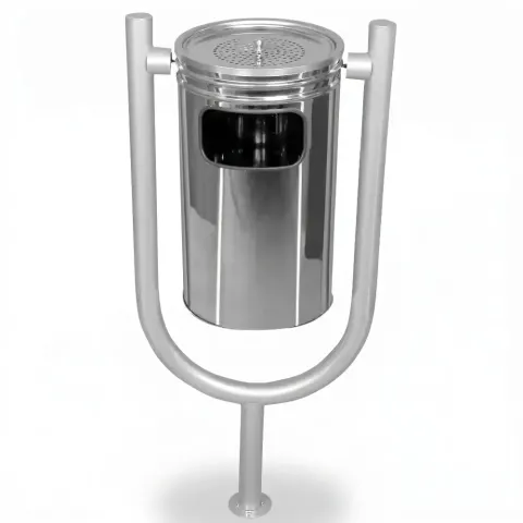 Stainless Single Legged Outdoor Trash Can 45x92 cm Akbrella World AKB-607