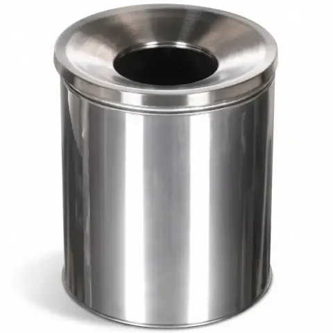 Stainless Round Metal Cylinder Wc Trash Can 20x26 cm Akbrella World AKB-409