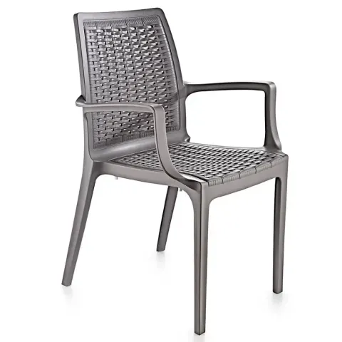 S Brown Rattan Plastic Chair with Armrests 2524 Akbrella World AKB-769