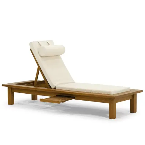 Roova Iroko Wooden Sun Lounger with Adjustable Back Akbrella World AKB-709