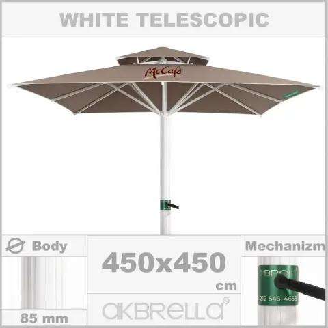 Telescopic Cafe Umbrella 450x450cm Akbrella World AKB-19