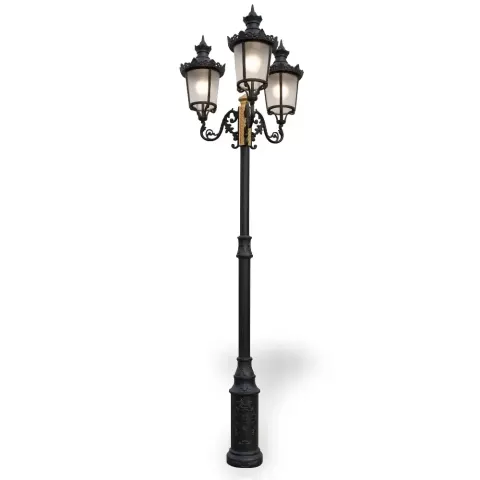 Three Lanterns Aluminum Die Casting Russian Lighting Pole 400x140 cm Akbrella World AKB-299