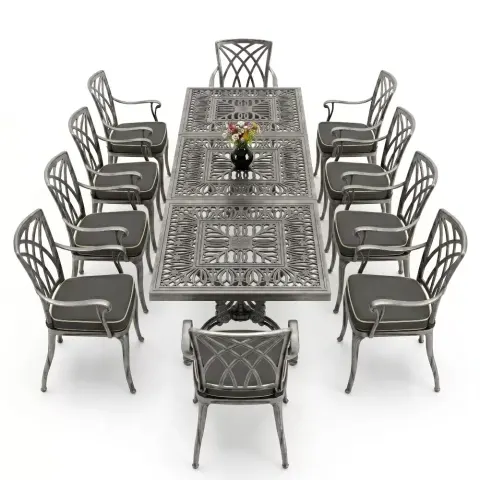 Y:72 cm 10 Seater Aluminum Die Casting Table Chair Set Akbrella World AKB-1060
