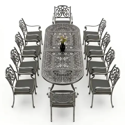 Y:72 cm 10 Seater Aluminum Die Casting Table Chair Set Akbrella World AKB-1062