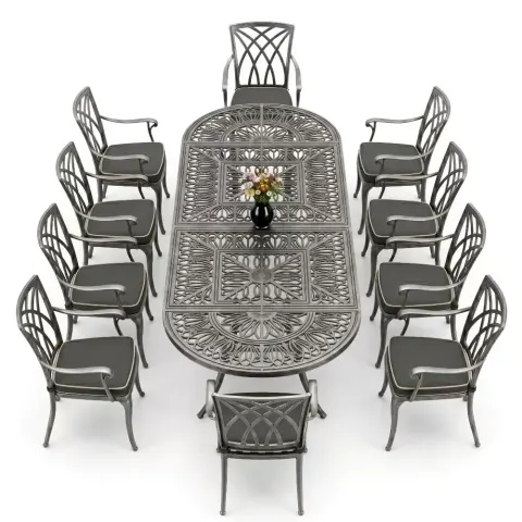 Y: 72 cm 10 Seater Aluminum Die Casting Table Chair Set Akbrella World AKB-1063
