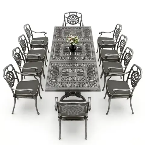 Y:72 cm 10 Seater Aluminum Die Casting Table Chair Set Akbrella World AKB-1059