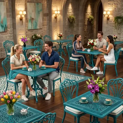 Y:72 cm 2 Seater Aluminum Die Casting Table Chair Set Akbrella World AKB-820