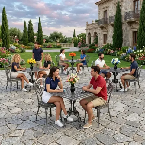 2 Seater Aluminum Die Casting Table Chair Set Akbrella World AKB-820 – Wrought iron balcony set sandale silver