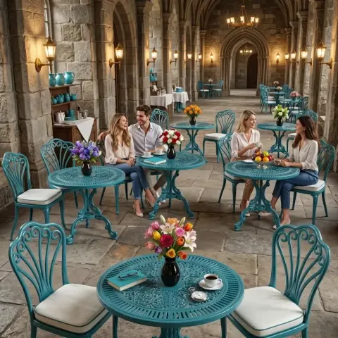 2 Seater Aluminum Die Casting Table Chair Set Akbrella World AKB-810 – Wrought iron set turquoise field