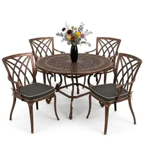 Y: 72 cm 4 Seater Aluminum Die Casting Table Chair Set Akbrella World AKB-875