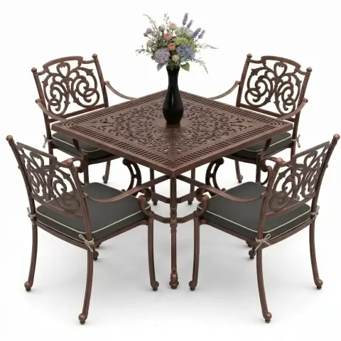 Y:72 cm 4 Seater Aluminum Die Casting Table Chair Set Akbrella World AKB-977