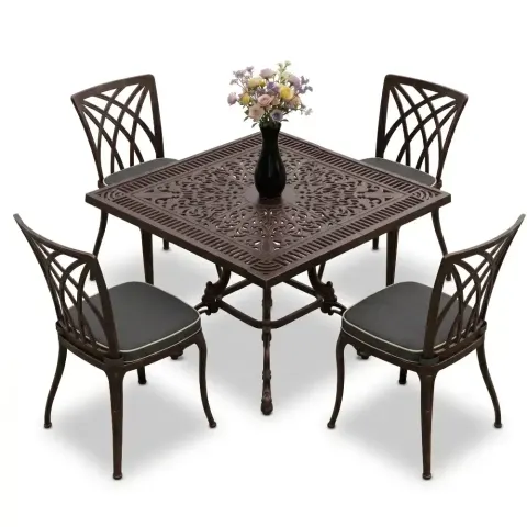 Y:72 cm 4 Seater Aluminum Die Casting Table Chair Set Akbrella World AKB-978