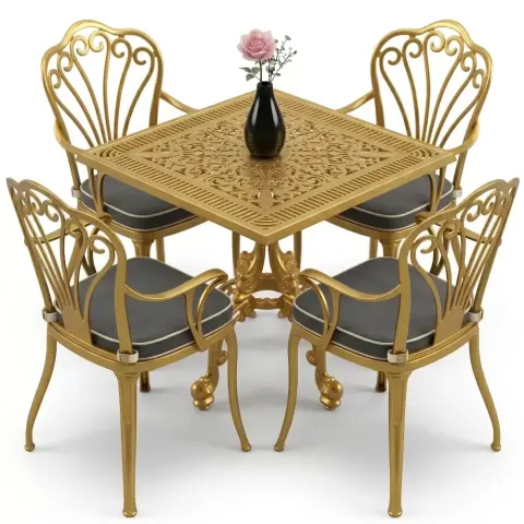 Y: 72 cm 4 Seater Aluminum Die Casting Table Chair Set Akbrella World AKB-864