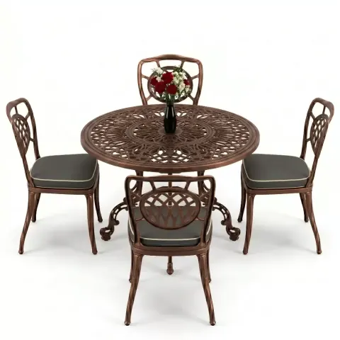 Y:72 cm 4 Seater Aluminum Die Casting Table Chair Set Akbrella World AKB-981