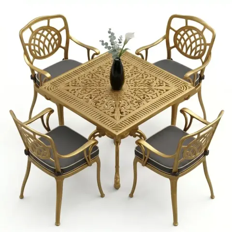 Y: 72 cm 4 Seater Aluminum Die Casting Table Chair Set Akbrella World AKB-865