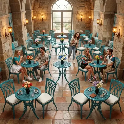 2 Seater Aluminum Die Casting Table Chair Set Akbrella World AKB-836 – On the turquoise field