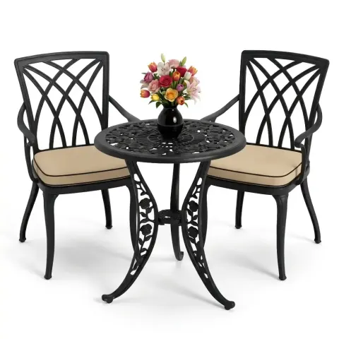 Y:73 cm 2 Seater Aluminum Die Casting Table Chair Set Akbrella World AKB-837