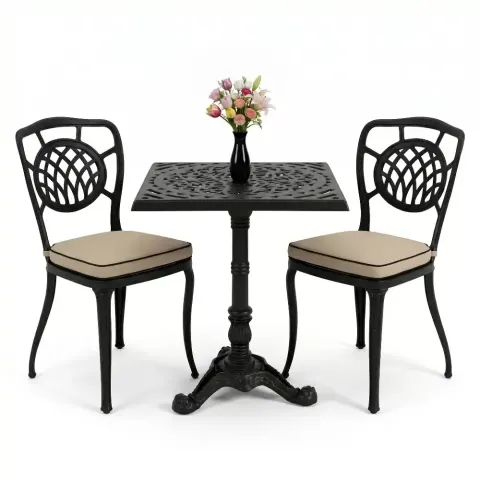 Y:76 cm 2 Seater Aluminum Die Casting Table Chair Set Akbrella World AKB-843