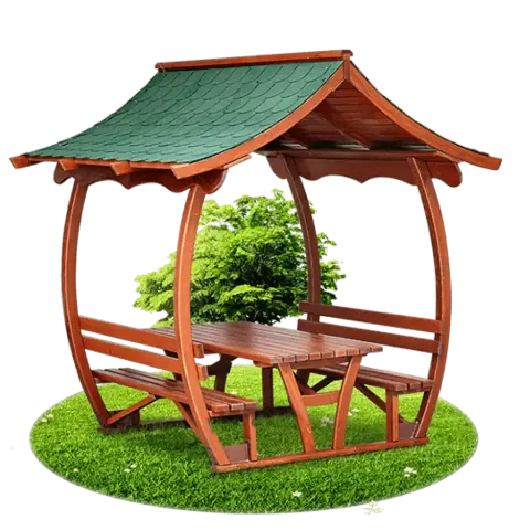 Rain Protection Wooden Picnic Table Camellia 260x248x245 cm Akbrella World AKB-284