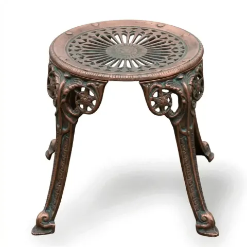 Leaf Motif Aluminum Cast Iron Wrought Iron Stool 40x40x41 cm Akbrella World AKB-518