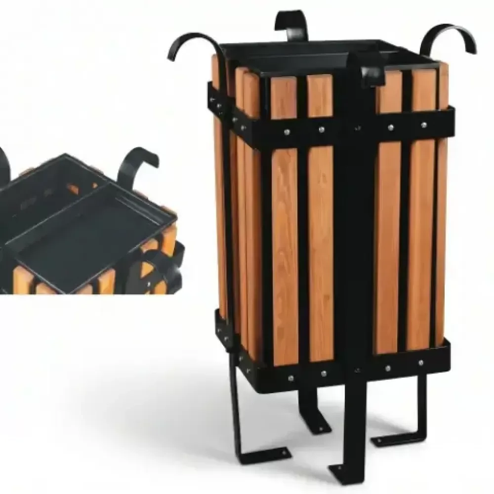 Square Trash Can with Cage 34x81x30 cm Akbrella World AKB-384
