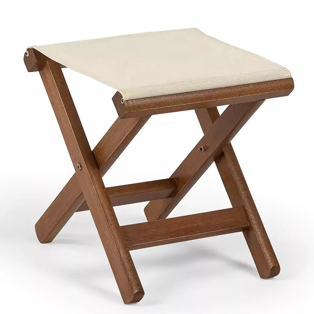 Coffee House Fabric Foldable Wooden Stool 25x25x25cm Akbrella World AKB-1083