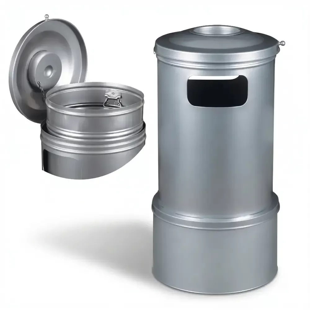 Stainless Metal Bucket Trash Can with Lid 24x40 cm Akbrella World AKB-379