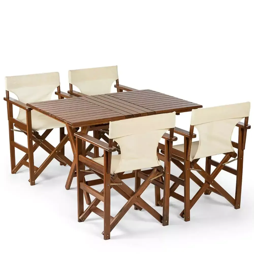 Fabric Foldable Wooden Director's Chair Set 4 Akbrella World AKB-675