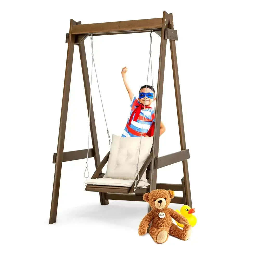 Spruce Wooden Children's Swing with Luxury Cushion 184x101x110 cm Akbrella World AKB-663