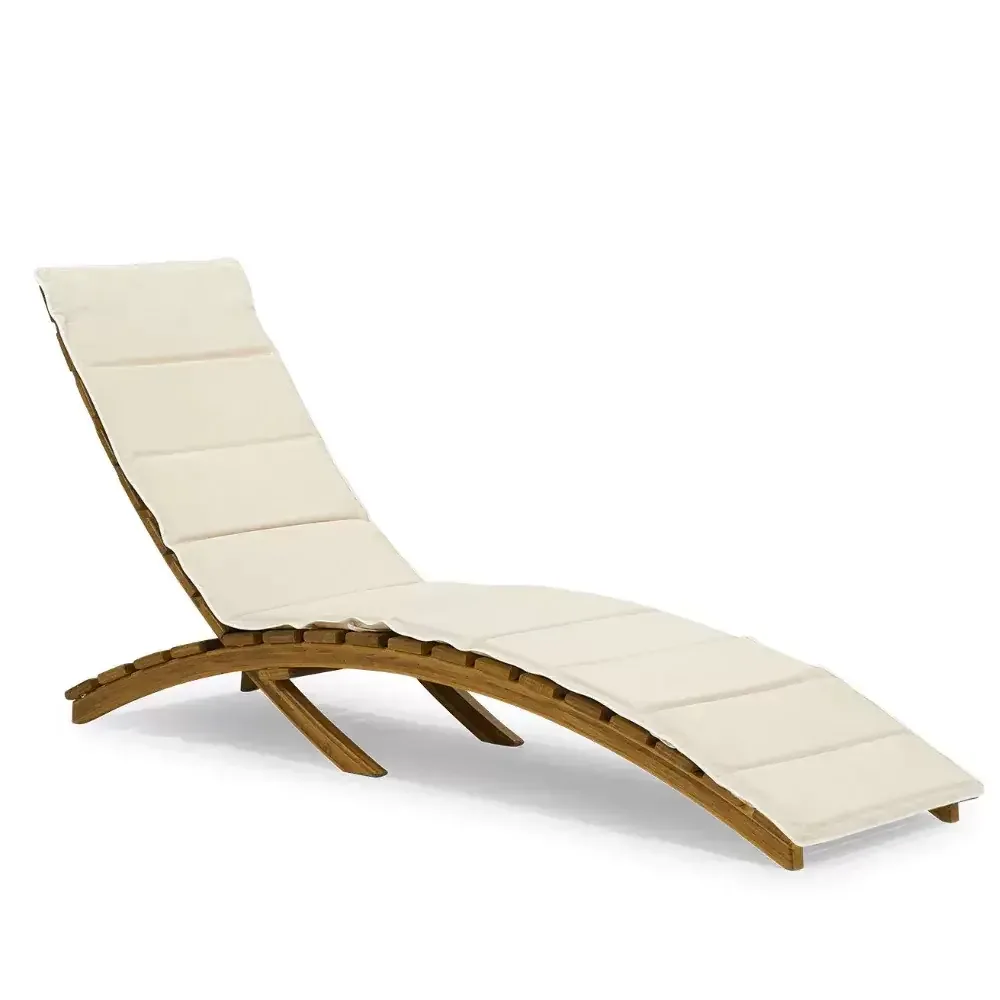 Modern Ergonomic Iroko Wooden Sun Lounger with Cushion Akbrella World AKB-685