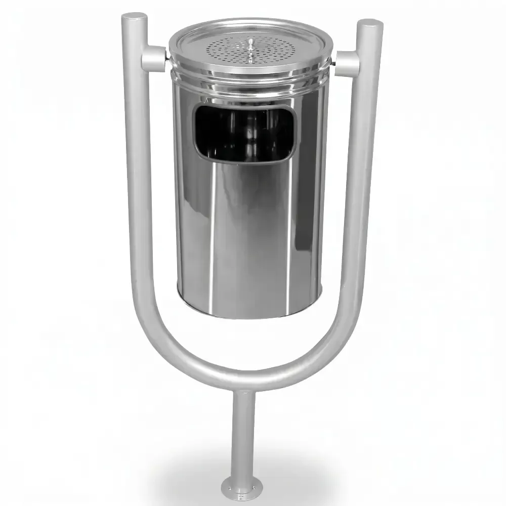 Stainless Single Legged Outdoor Trash Can 45x92 cm Akbrella World AKB-607