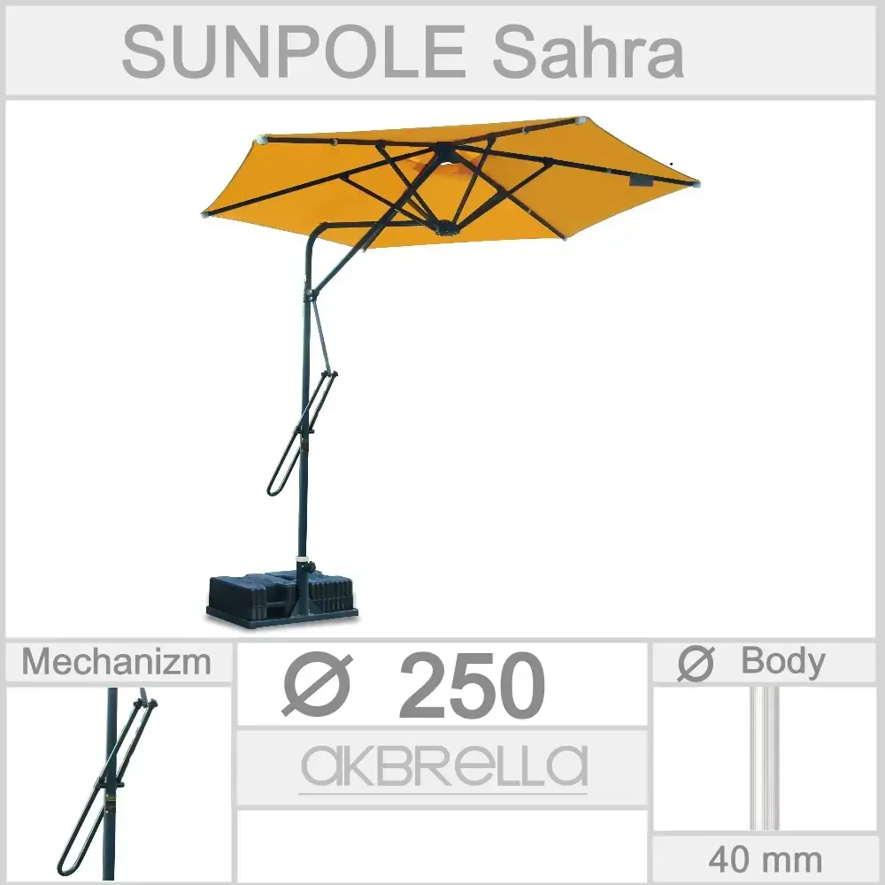 Polyester Diameter 250 cm Side Body, Garden Balcony Umbrella Akbrella World AKB-30
