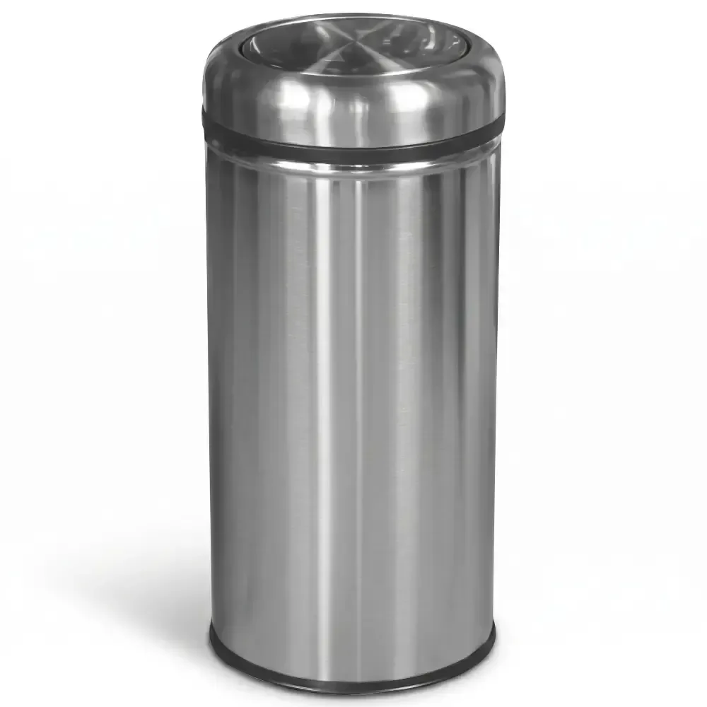Chrome Trash Can with Swinging Lid 24x59 cm Akbrella World AKB-576
