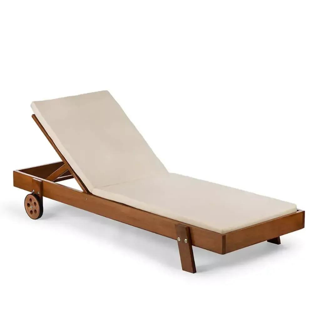 Wheelchair Cushioned Beech Wooden Sun Lounger 196x58x27 cm Akbrella World AKB-674