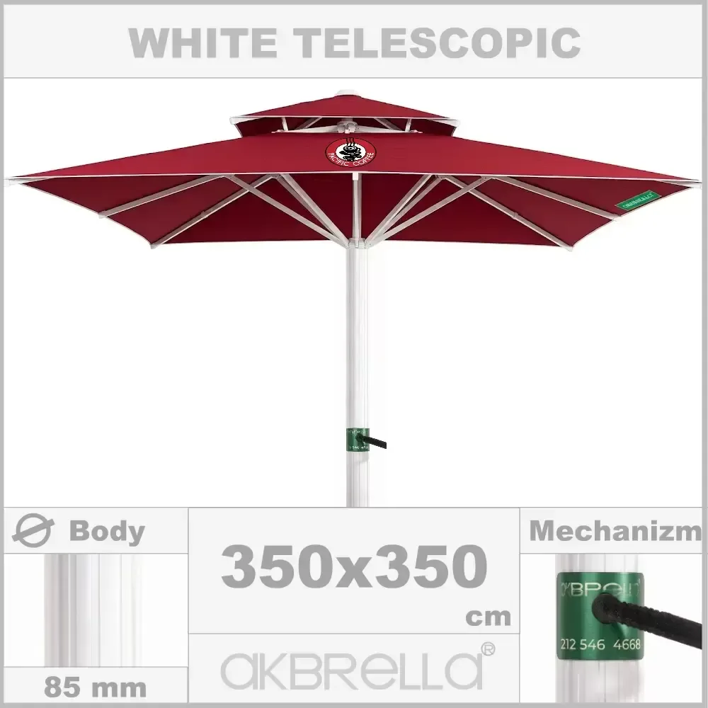 Telescopic Cafe Umbrella 350x350cm Akbrella World AKB-16