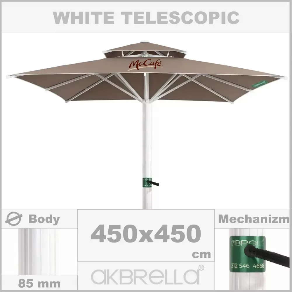 Telescopic Cafe Umbrella 450x450cm Akbrella World AKB-19