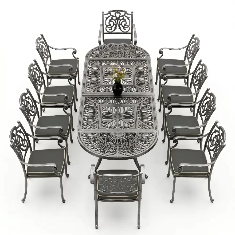 Y:72 cm 10 Seater Aluminum Die Casting Table Chair Set Akbrella World AKB-1062