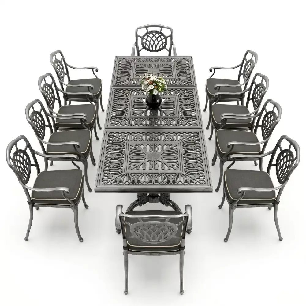 Y:72 cm 10 Seater Aluminum Die Casting Table Chair Set Akbrella World AKB-1059