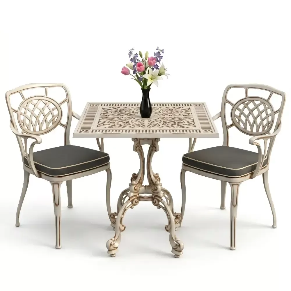 Y:72 cm 2 Seater Aluminum Die Casting Table Chair Set Akbrella World AKB-825