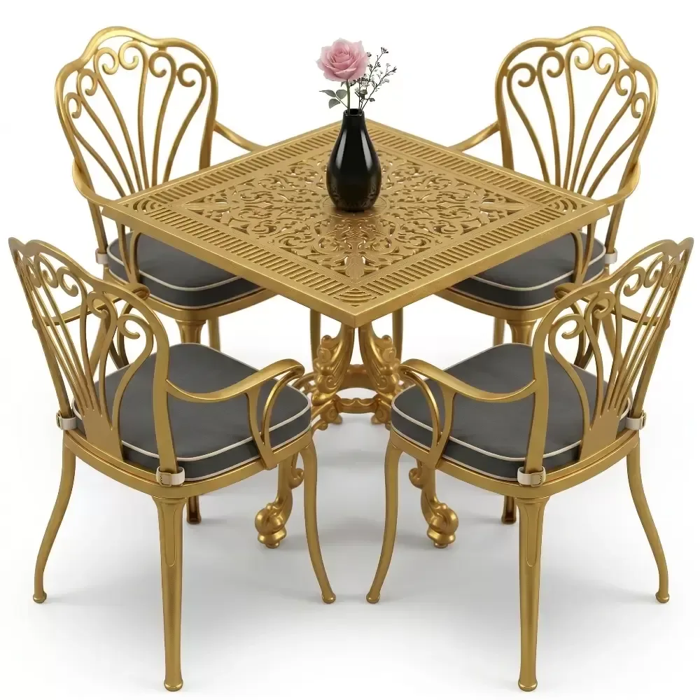 Y: 72 cm 4 Seater Aluminum Die Casting Table Chair Set Akbrella World AKB-864