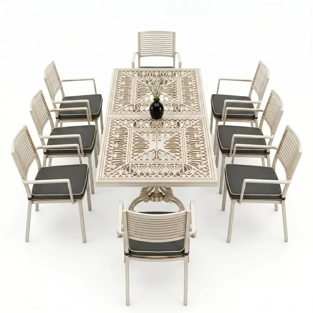 Y:72 cm 8 Seater Aluminum Die Casting Table Chair Set Akbrella World AKB-1054