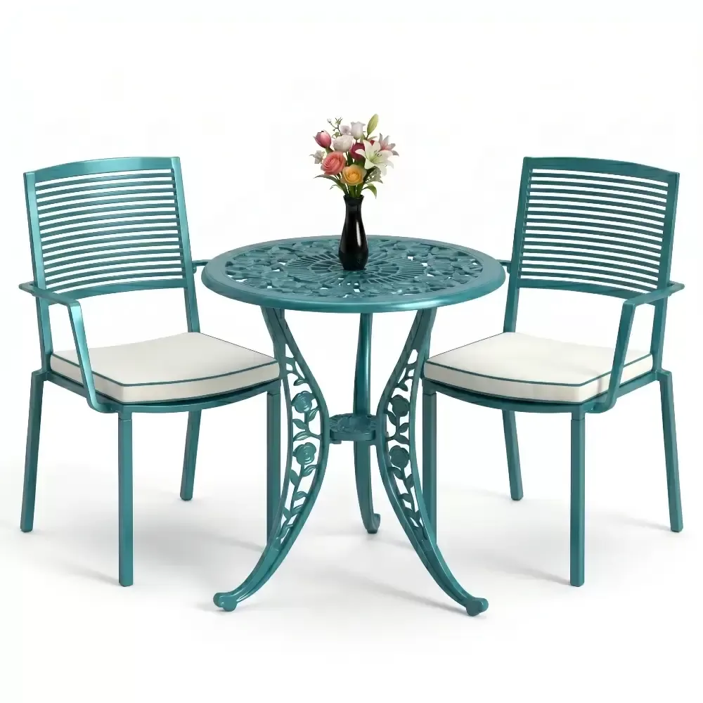 Y:73 cm 2 Seater Aluminum Die Casting Table Chair Set Akbrella World AKB-838