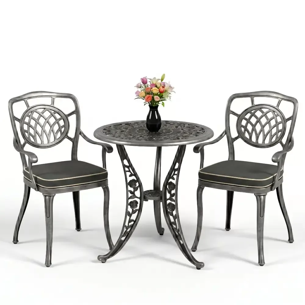 Y:73 cm 2 Seater Aluminum Die Casting Table Chair Set Akbrella World AKB-833