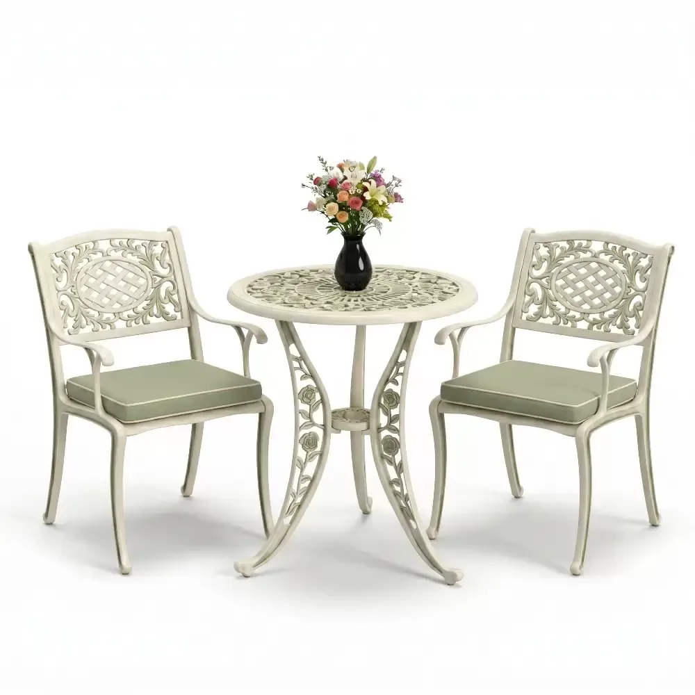 Y:73 cm 2 Seater Aluminum Die Casting Table Chair Set Akbrella World AKB-835